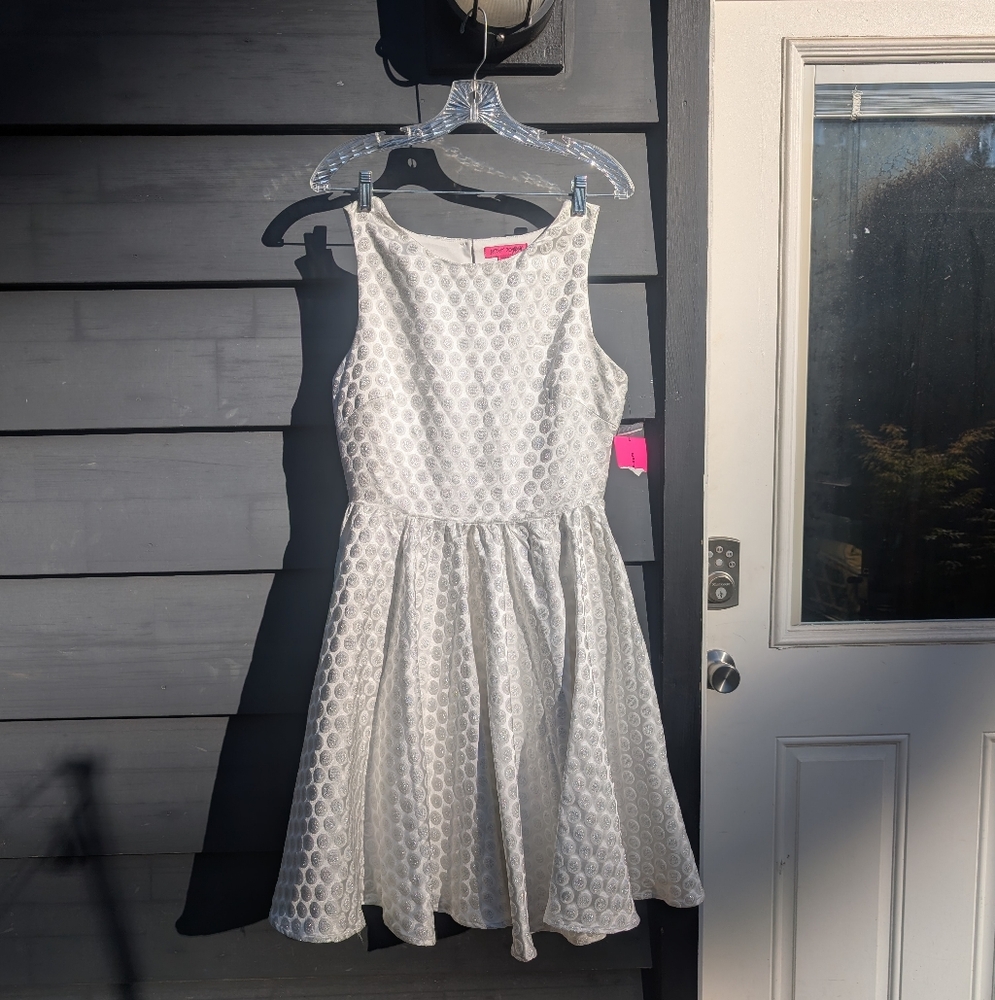 Betsey Johnson Textured White Polka Dot Dress